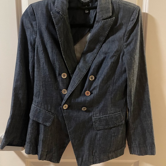 White House Black Market denim blazer, Sz 6 petite - Picture 3 of 9